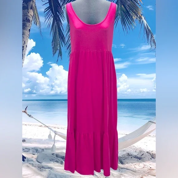 ANRABESS Pink Summer Sleeveless Crewneck A-line Sundress Size S - Picture 2 of 5